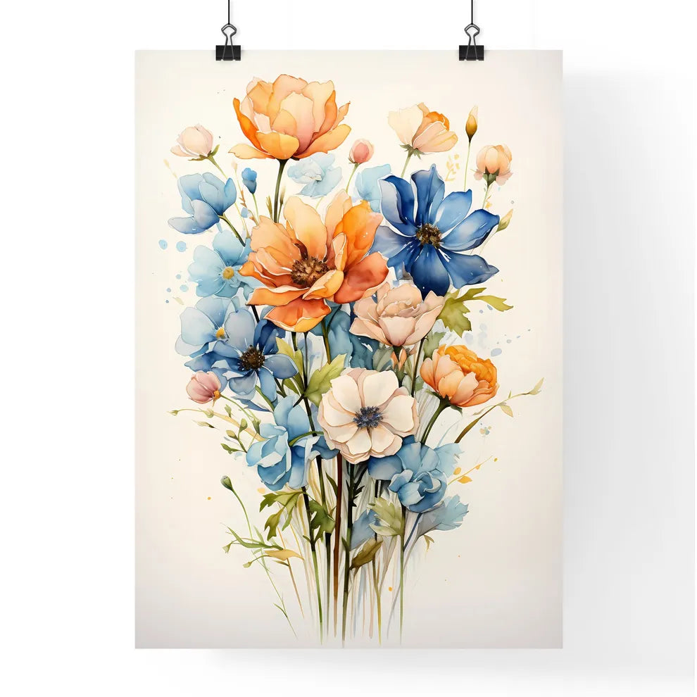 A Painting Of Flowers On A White Backgroun Poster