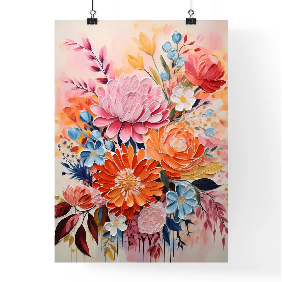 A Painting Of Flowers On A White Surfac Poster