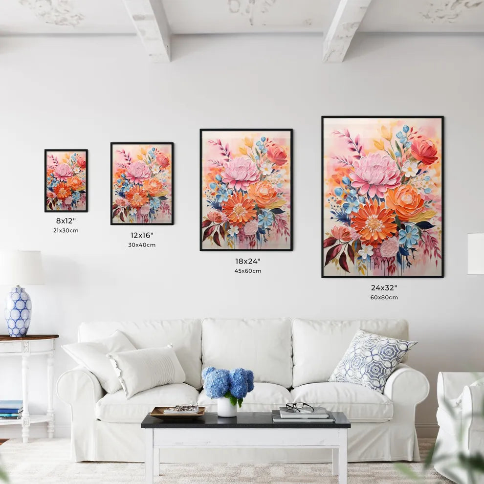 A Painting Of Flowers On A White Surfac Wall Art
