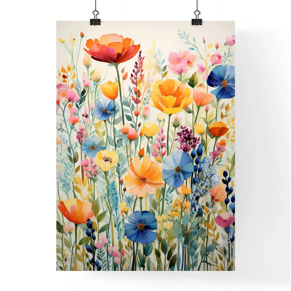 A Painting Of Flowers On A White Surfac Poster