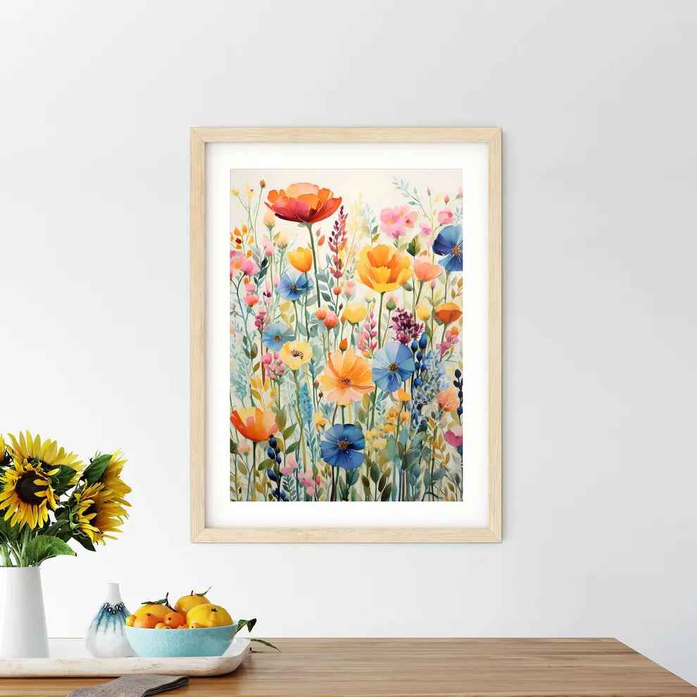 A Painting Of Flowers On A White Surfac - Kitchen Hangings