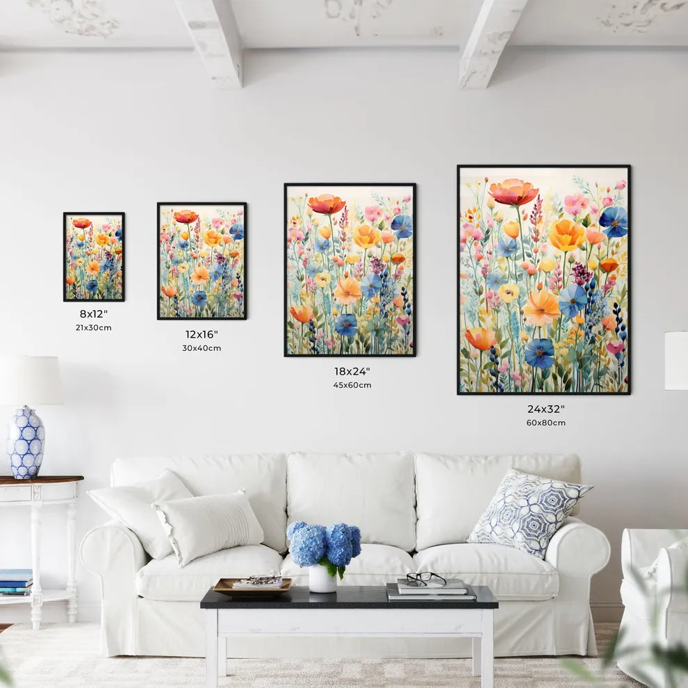 A Painting Of Flowers On A White Surfac Wall Art
