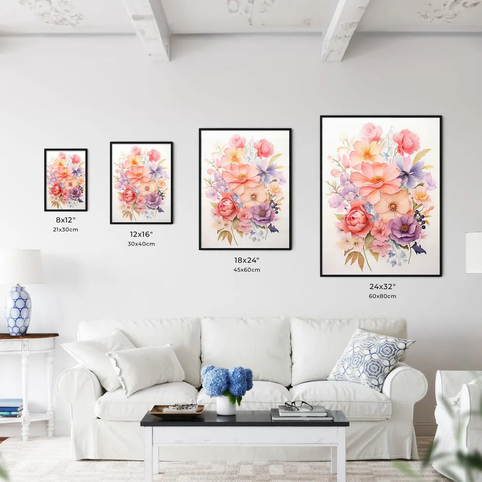 A Painting Of Flowers On A White Surfac Wall Art