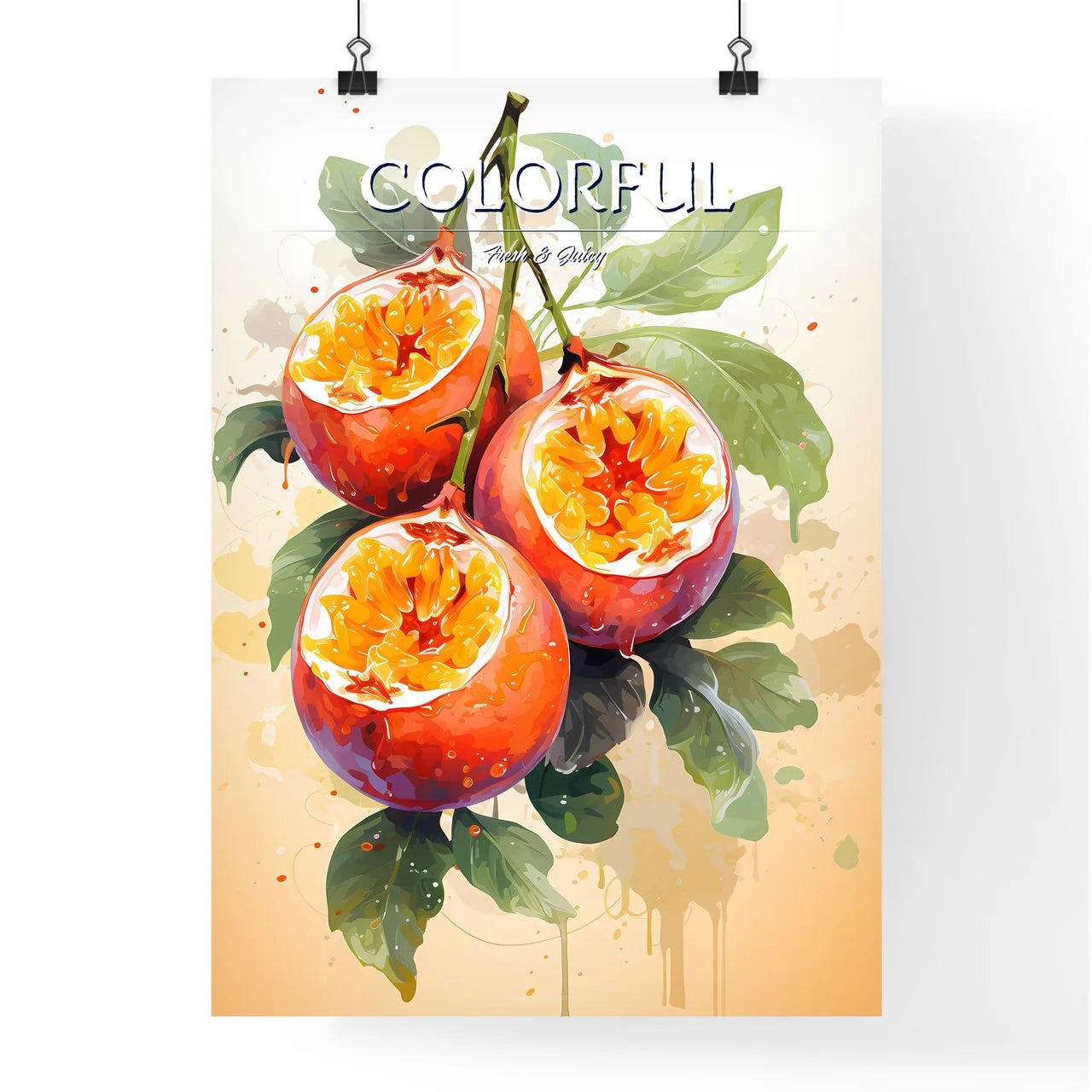 A Painting Of Fruit With Leave Poster