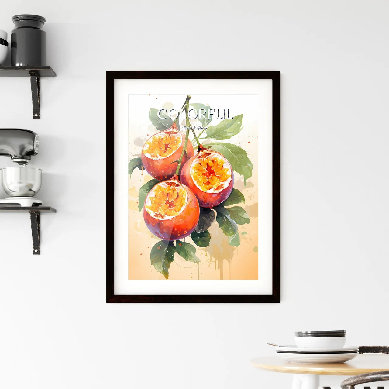 A Painting Of Fruit With Leave Framed Print