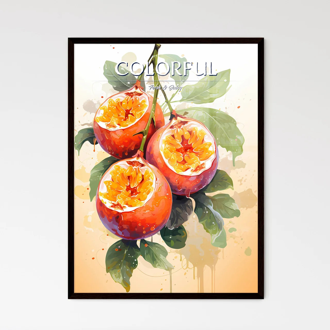 A Painting Of Fruit With Leave - Framed Art Print
