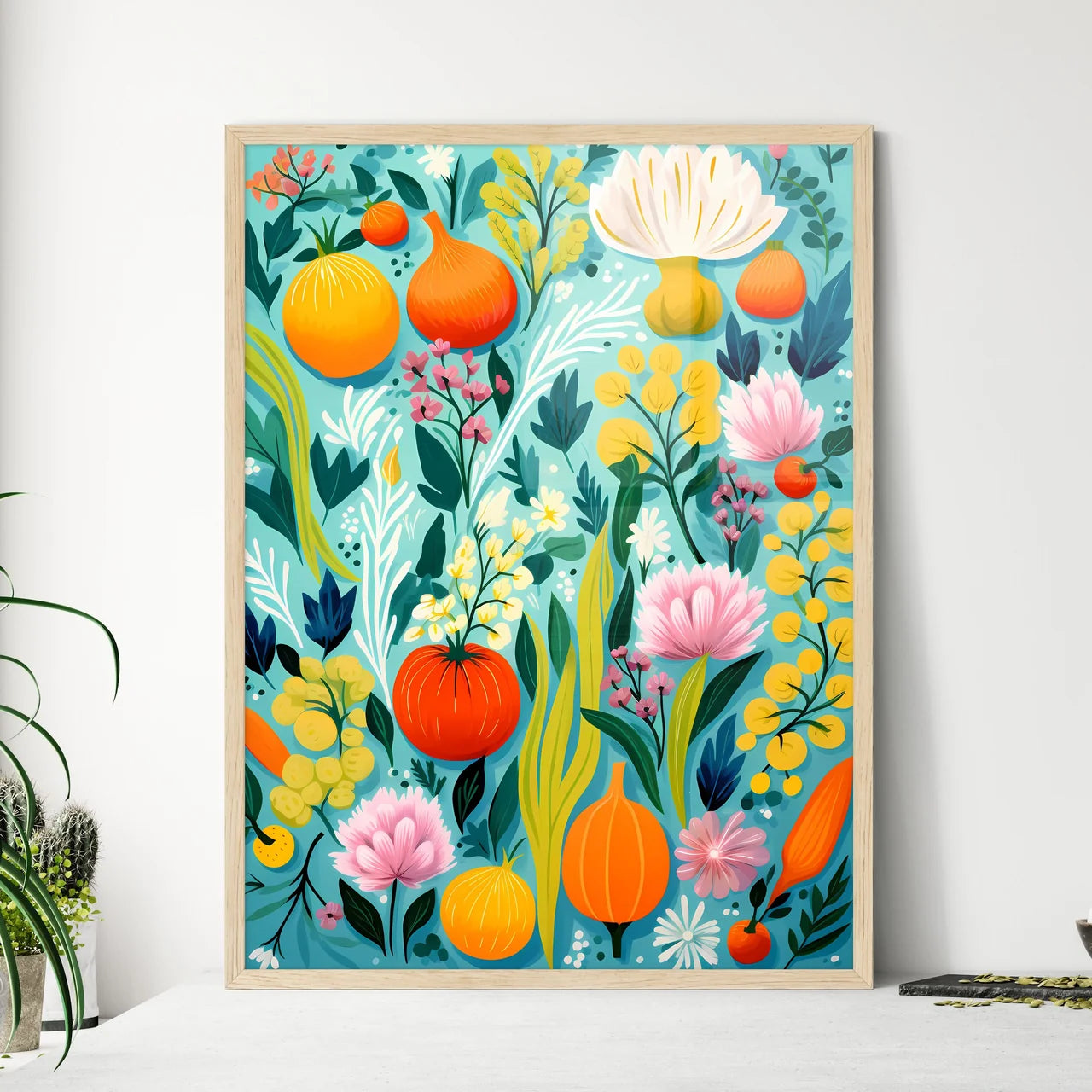 A Painting Of Fruits And Flower - Framed Art Print