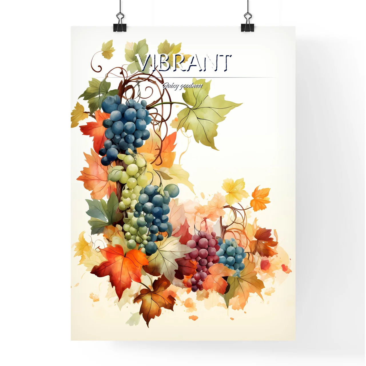 A Painting Of Grapes And Leave Poster