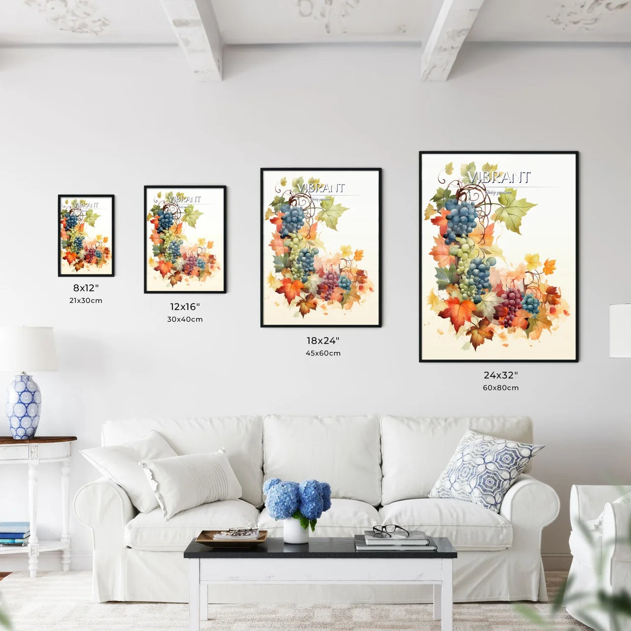 A Painting Of Grapes And Leave - Kitchen Hangings