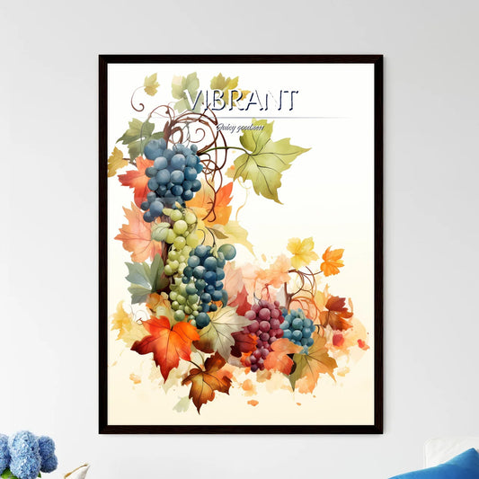 A Painting Of Grapes And Leave - Framed Art Print