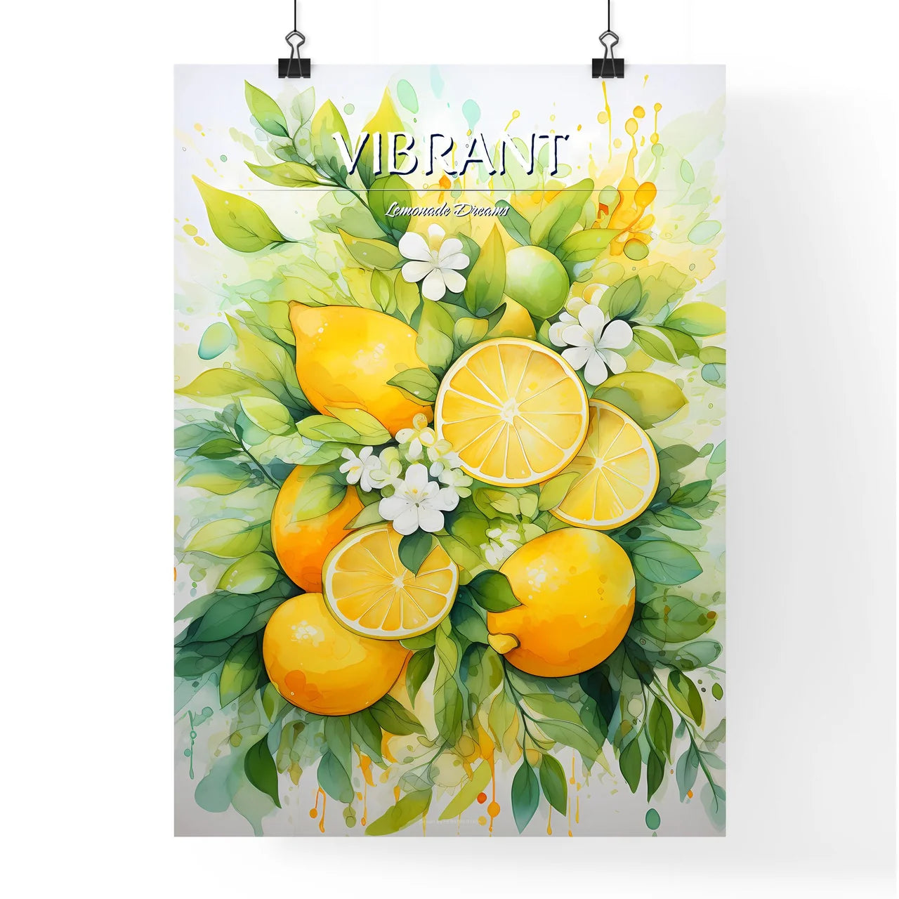 A Painting Of Lemons And Flower Poster