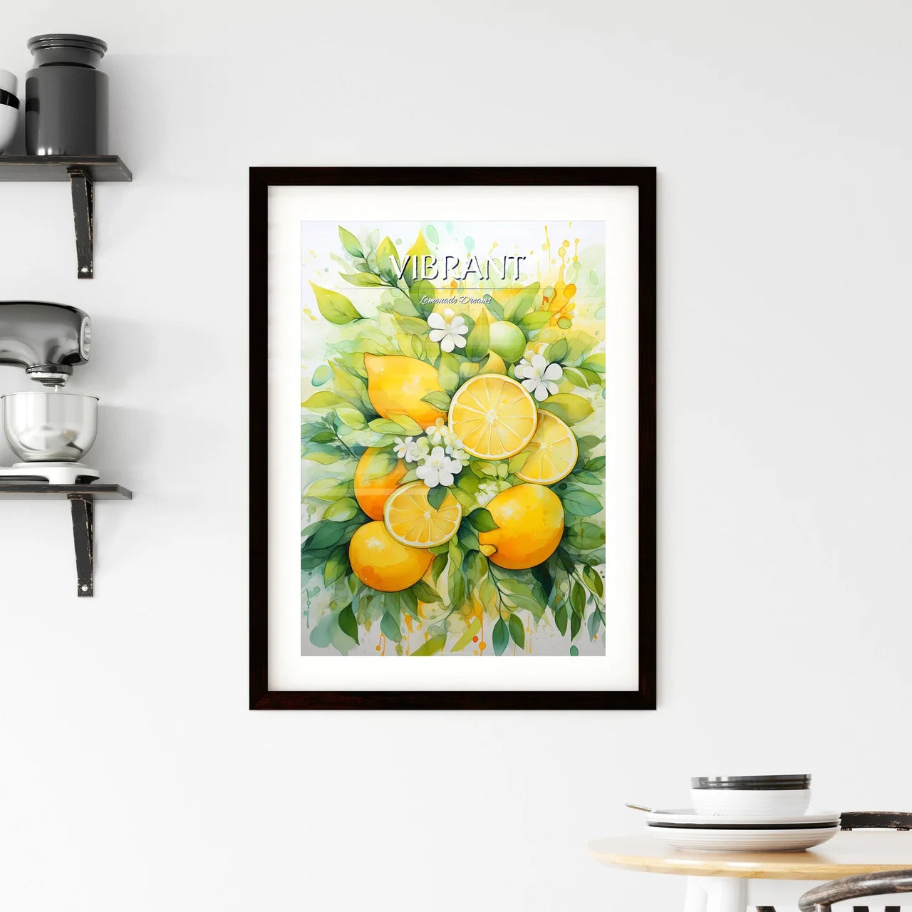 A Painting Of Lemons And Flower Framed Print
