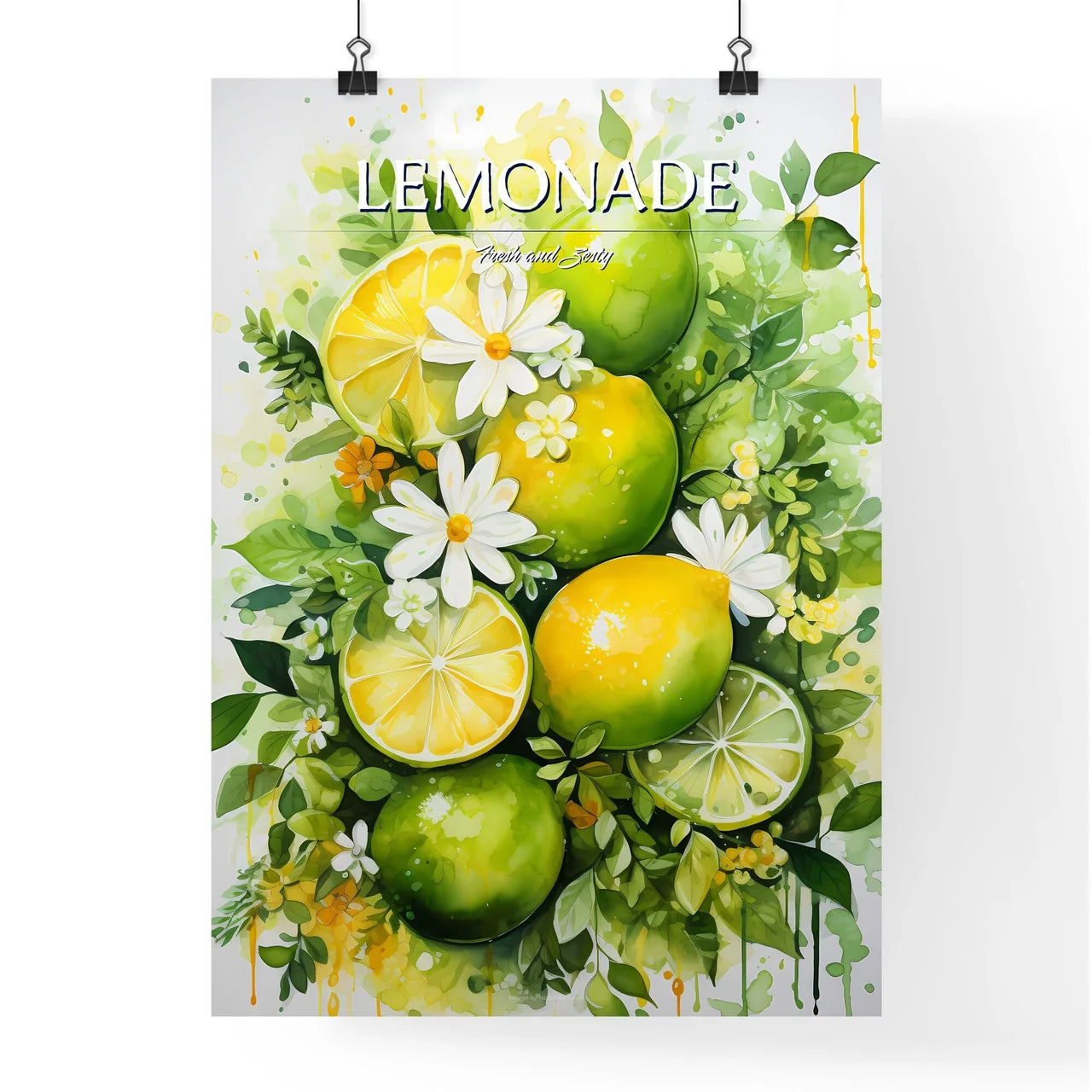 A Painting Of Lemons And Flower Poster