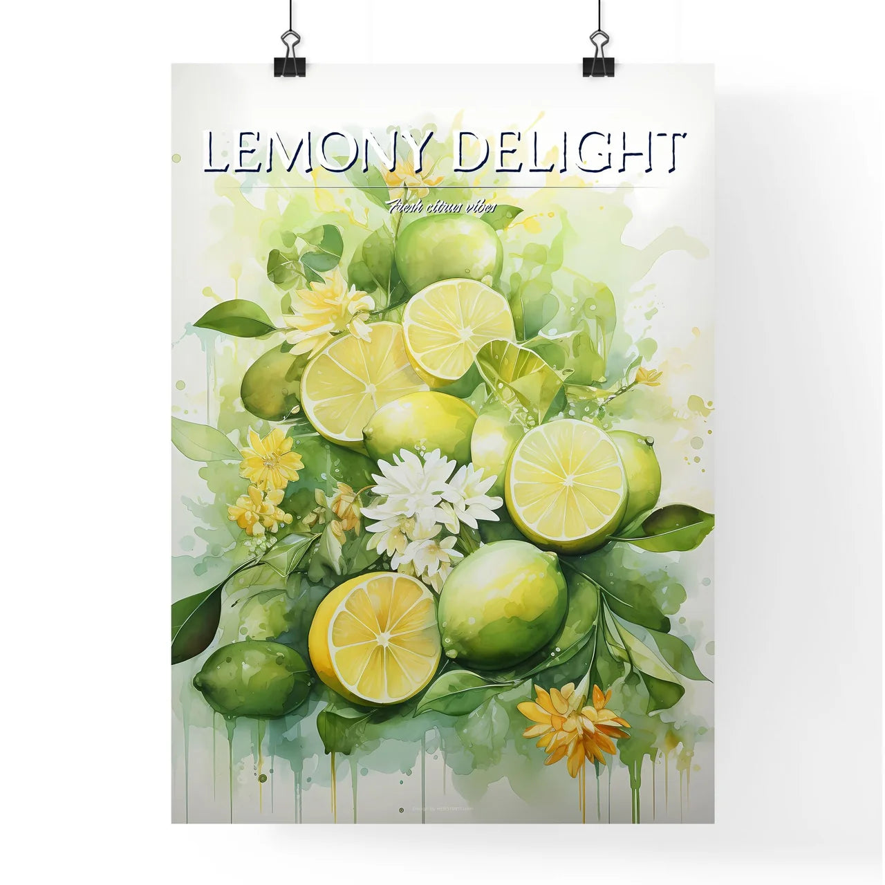 A Painting Of Lemons And Flower Poster