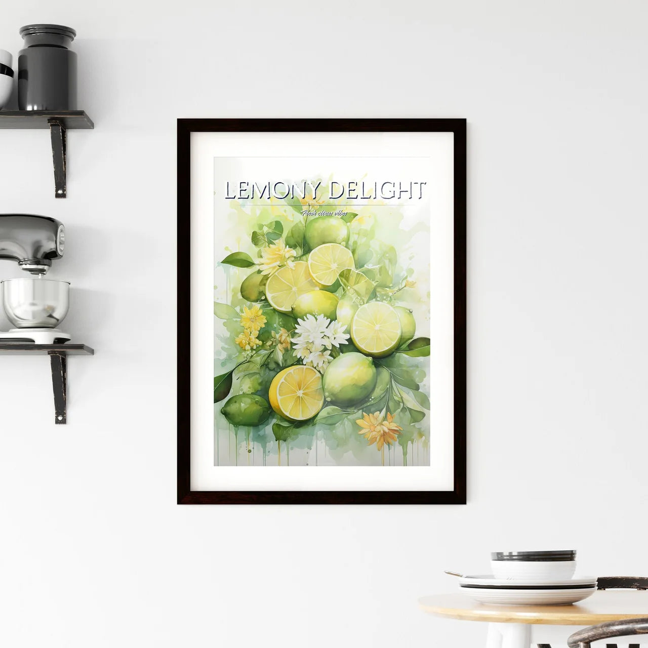 A Painting Of Lemons And Flower Framed Print