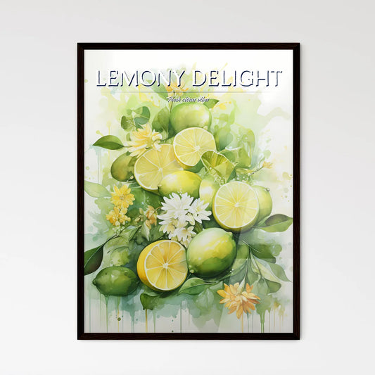 A Painting Of Lemons And Flower - Framed Art Print