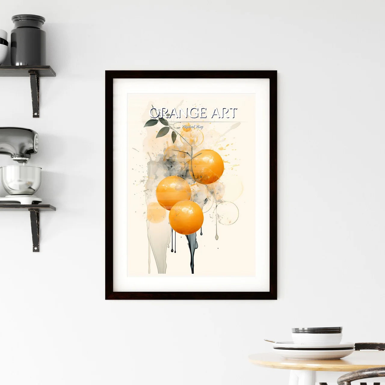A Painting Of Oranges And Leave Framed Print