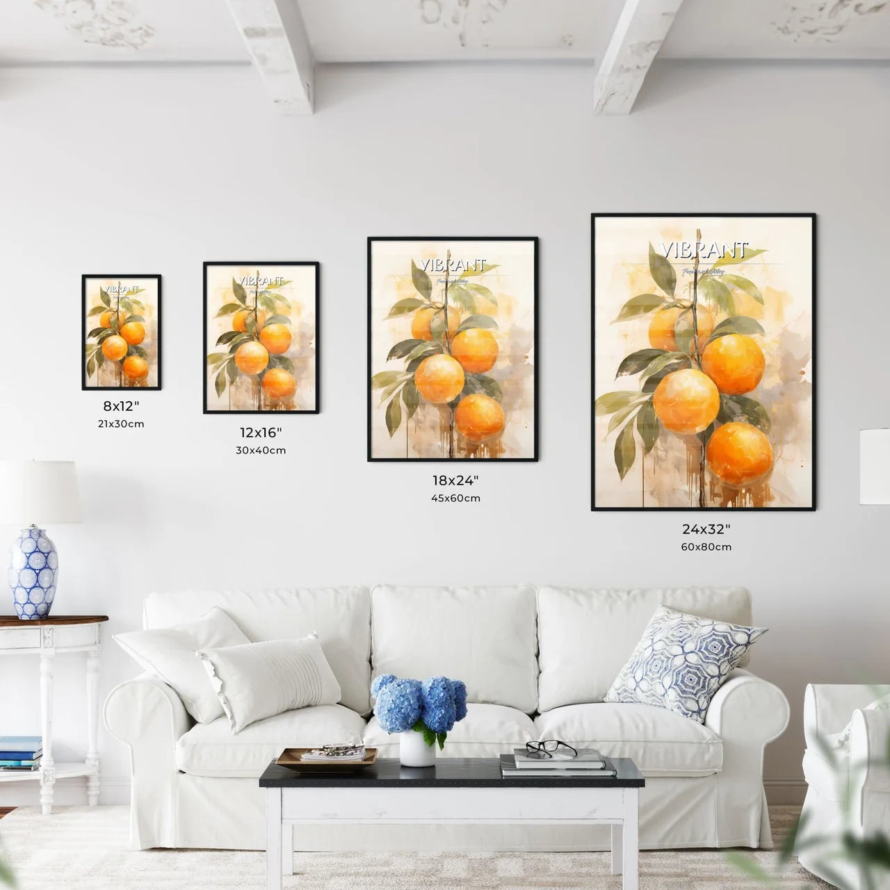 A Painting Of Oranges On A Branc - Kitchen Hangings