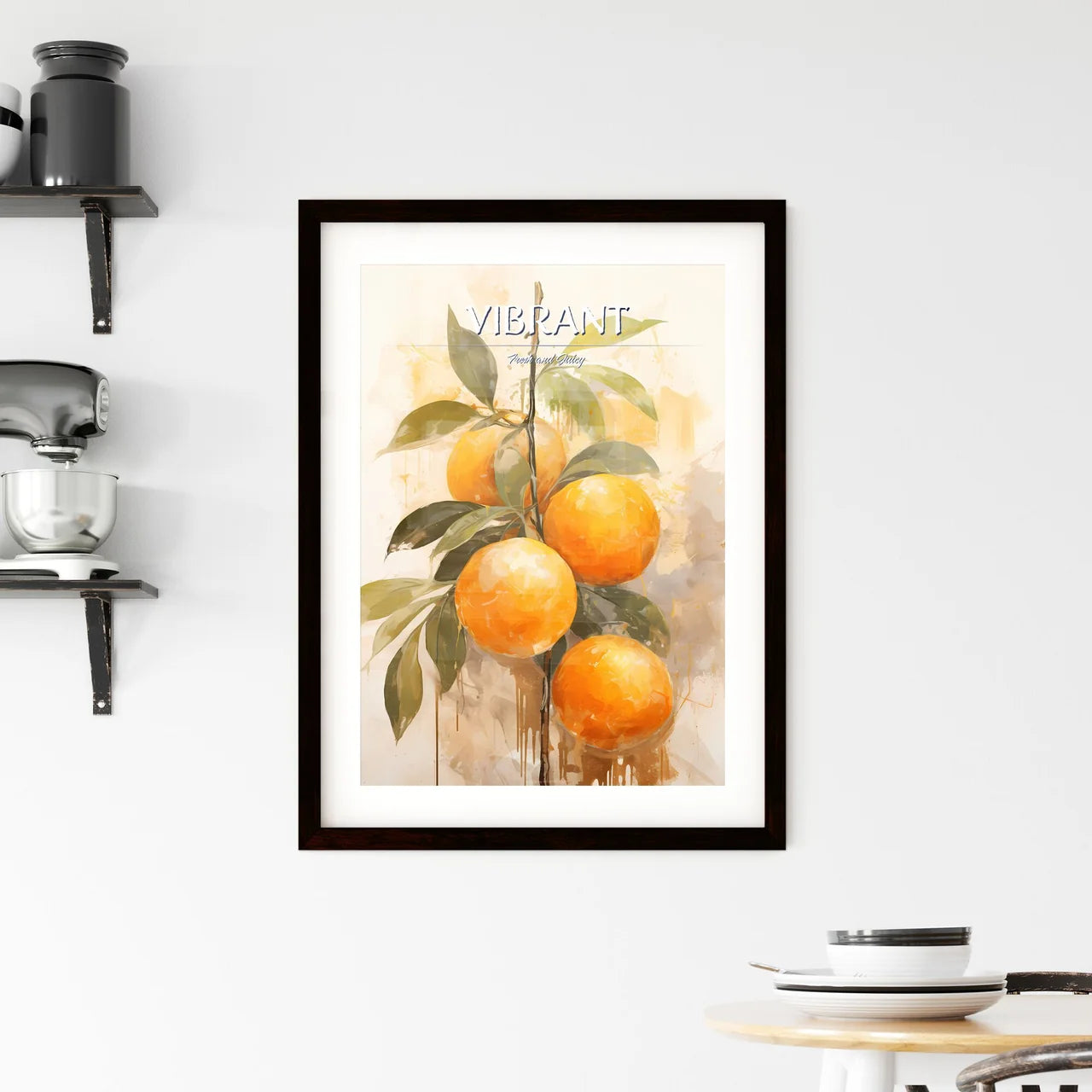 A Painting Of Oranges On A Branc Framed Print