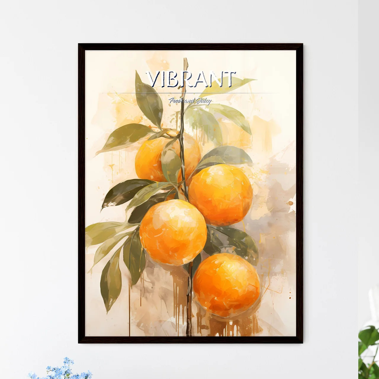 A Painting Of Oranges On A Branc - Framed Art Print