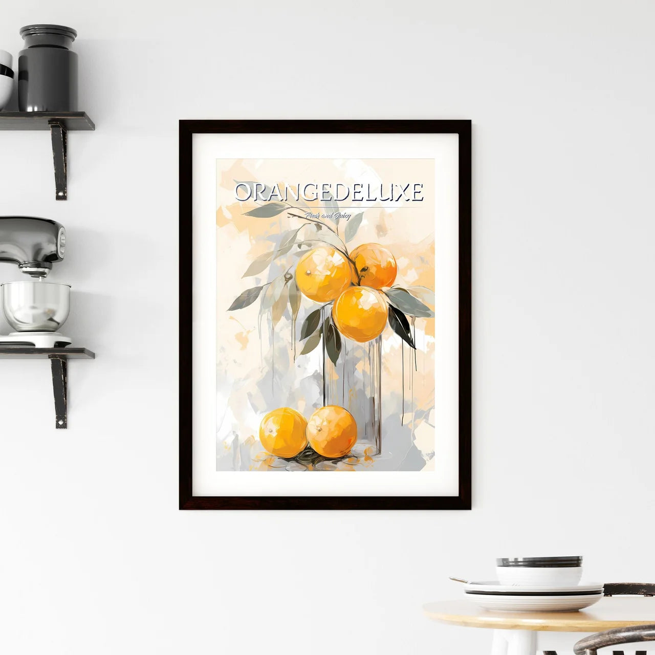 A Painting Of Oranges On A Branc Framed Print