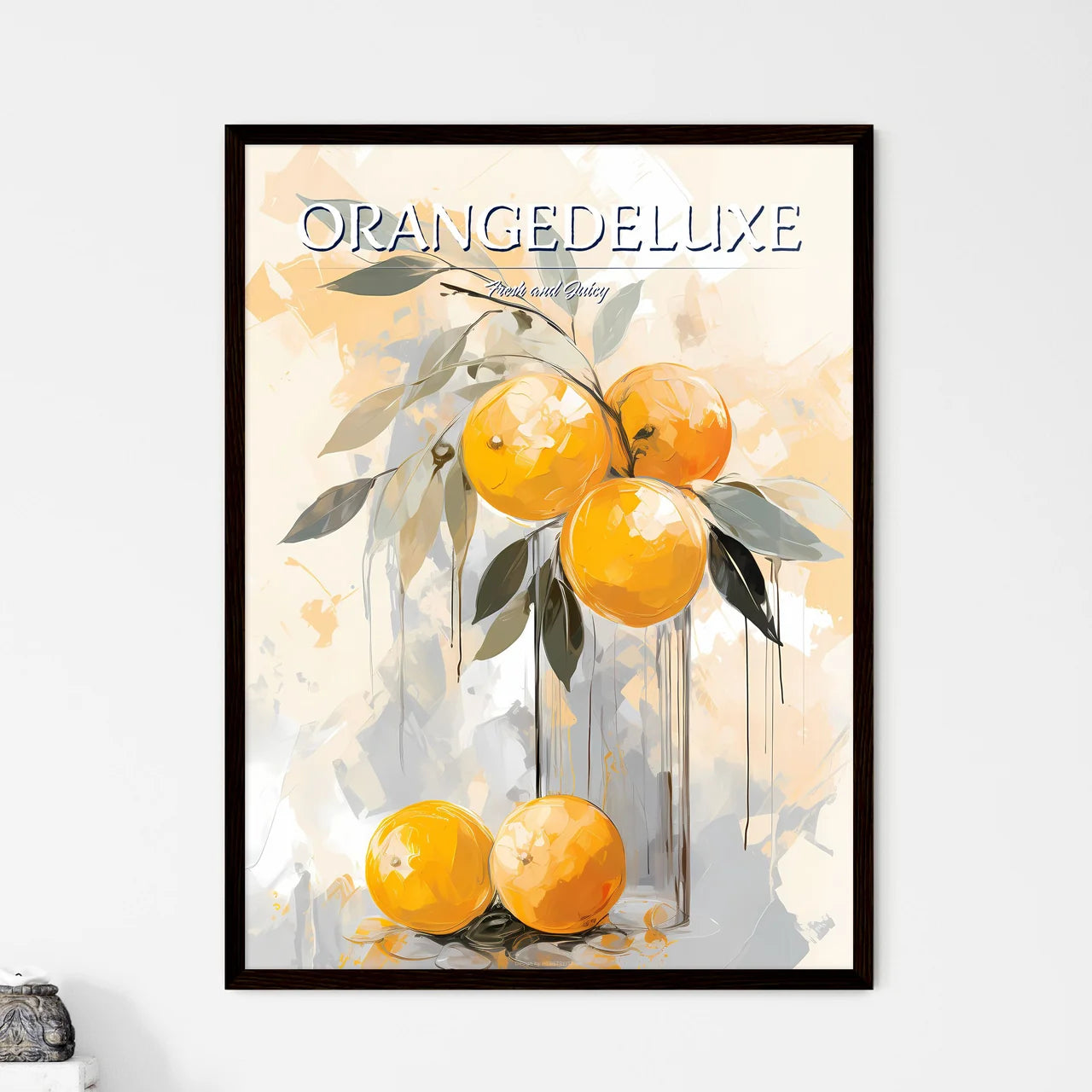 A Painting Of Oranges On A Branc - Framed Art Print