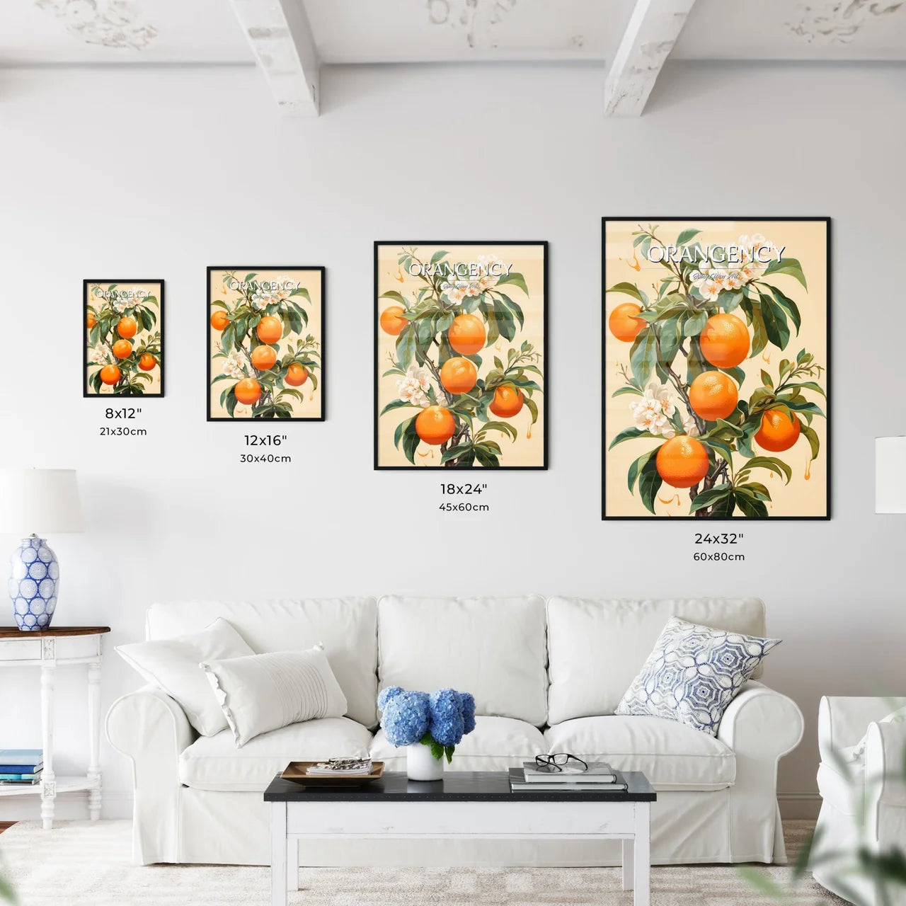 A Painting Of Oranges On A Tre - Kitchen Hangings