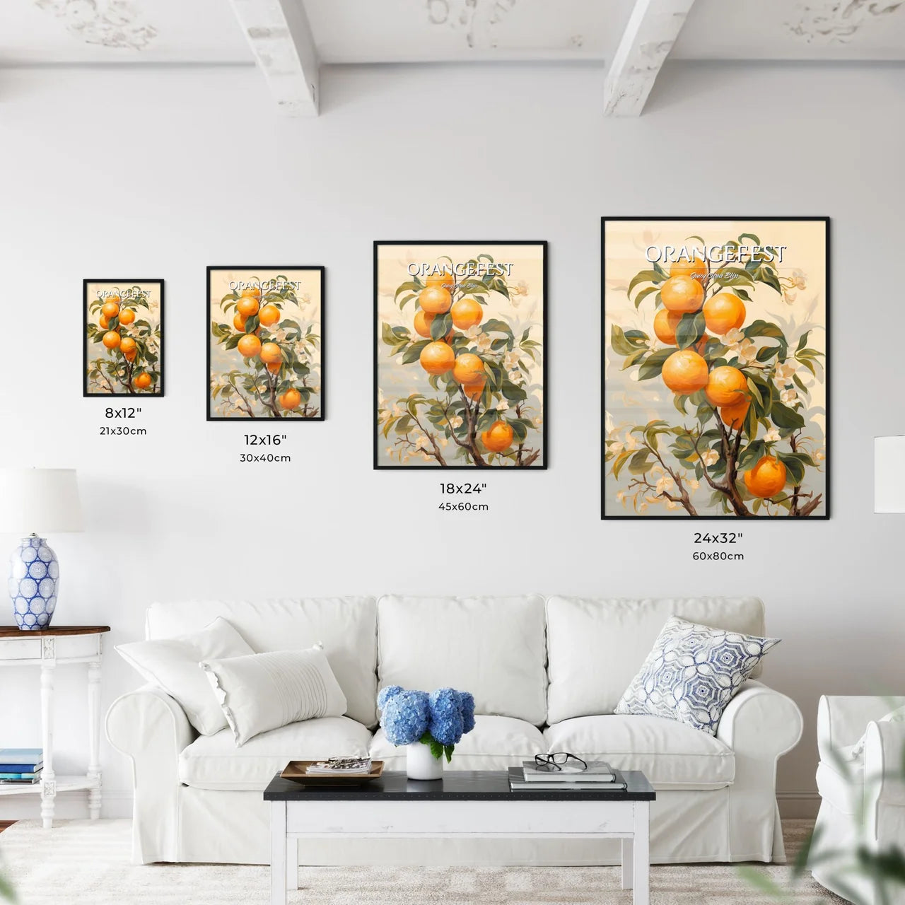 A Painting Of Oranges On A Tre - Kitchen Hangings