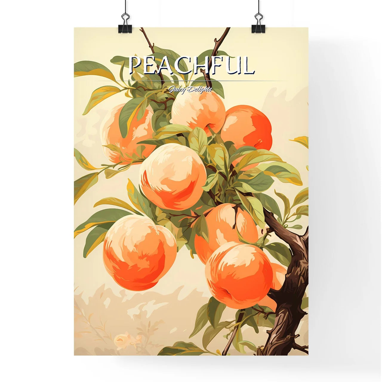 A Painting Of Peaches On A Tre Poster
