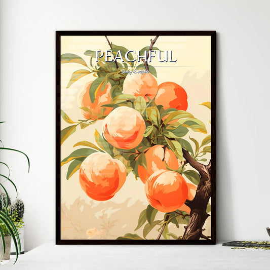 A Painting Of Peaches On A Tre - Framed Art Print