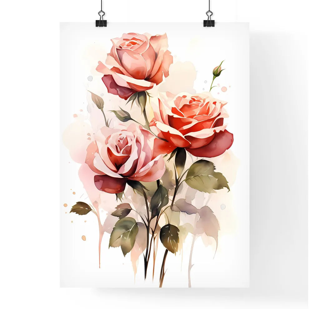 A Painting Of Roses On A White Backgroun Poster