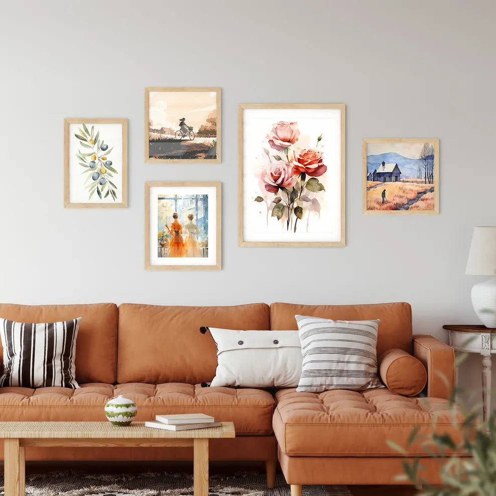 A Painting Of Roses On A White Backgroun Framed Print