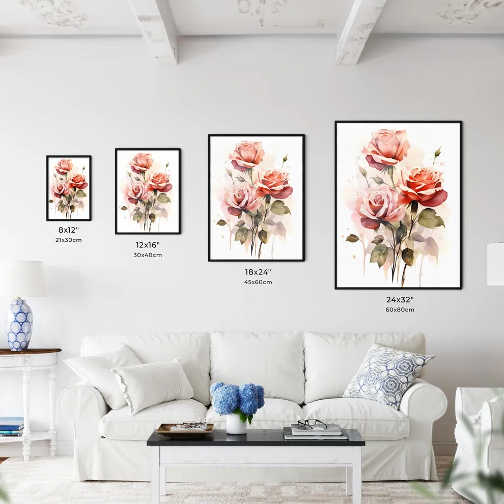 A Painting Of Roses On A White Backgroun Wall Art