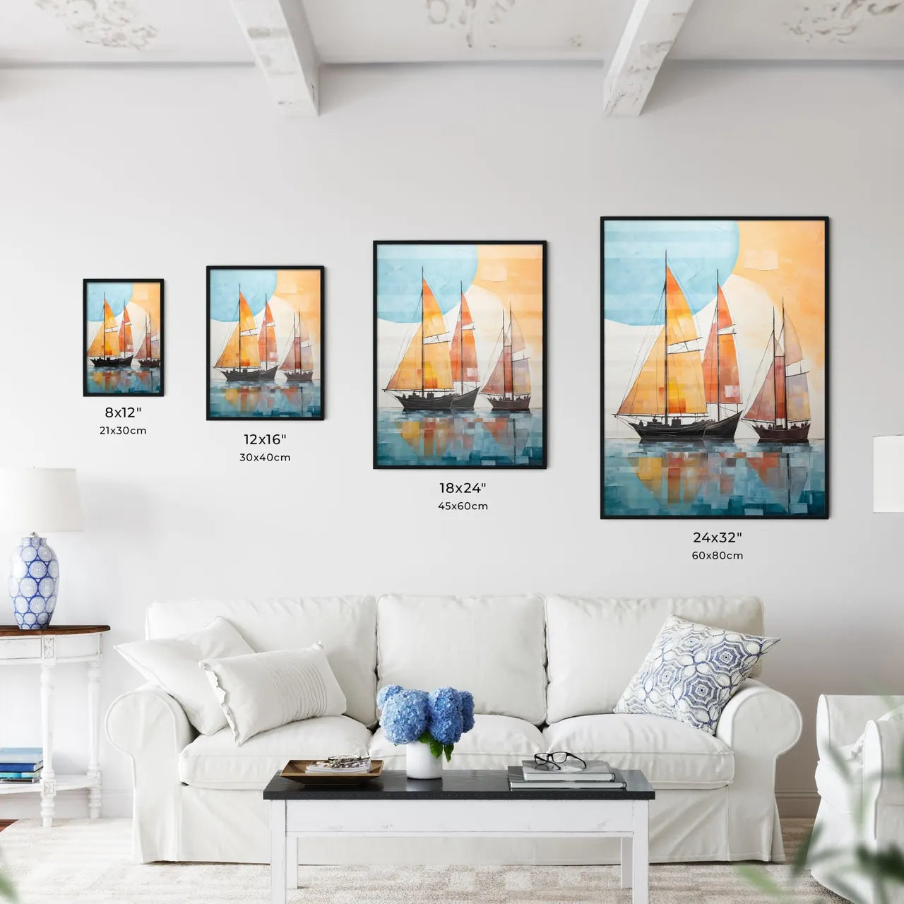 A Painting Of Sailboats On Wate Wall Art