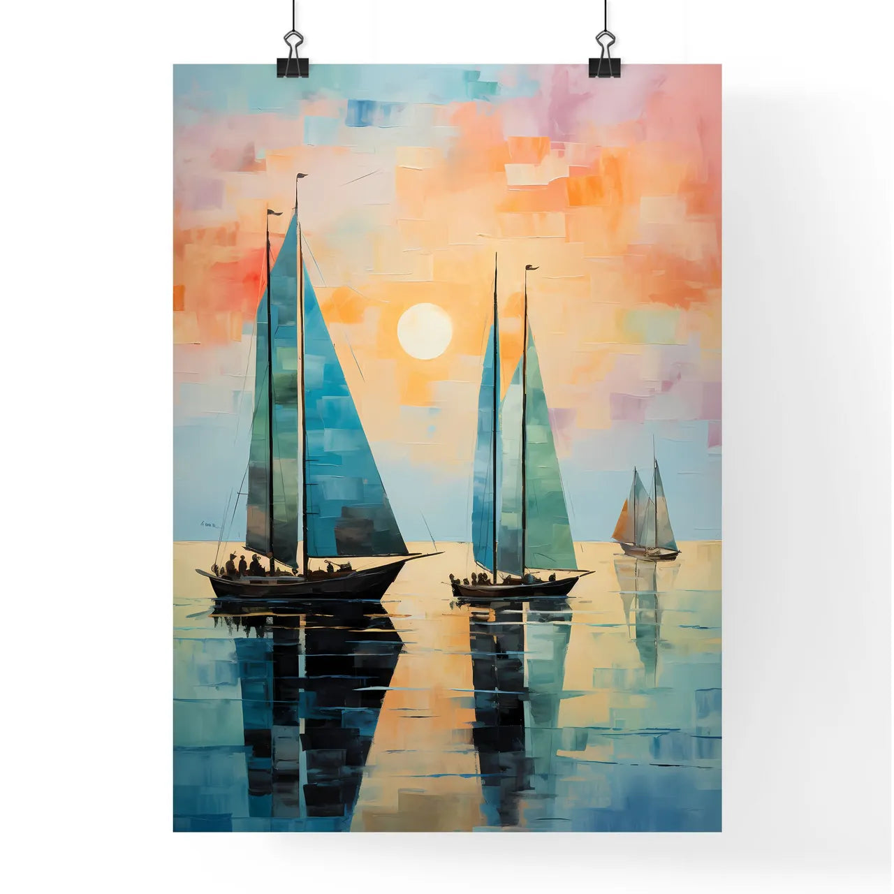 A Painting Of Sailboats On Wate Poster