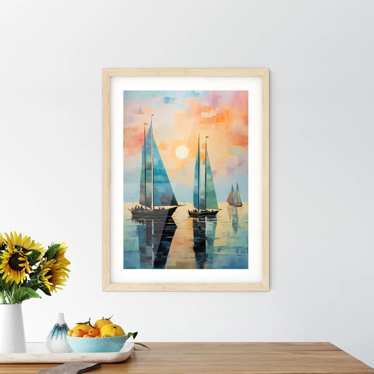 A Painting Of Sailboats On Wate - Kitchen Hangings