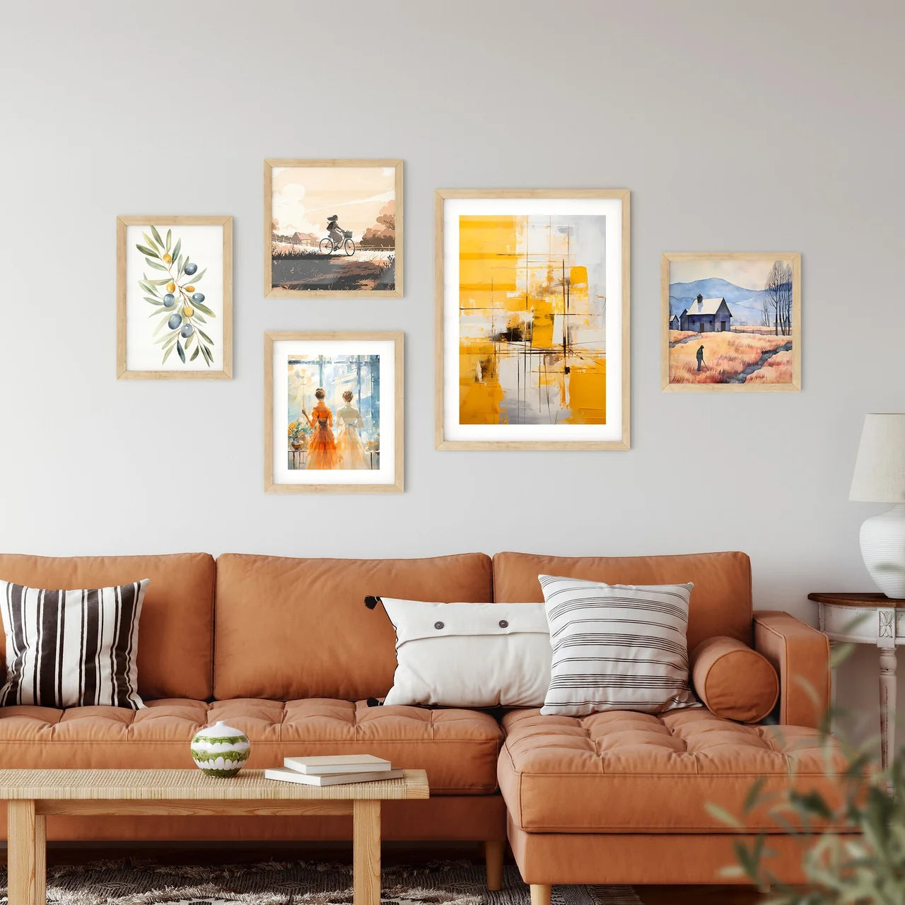A Painting Of Yellow And White Square Framed Print