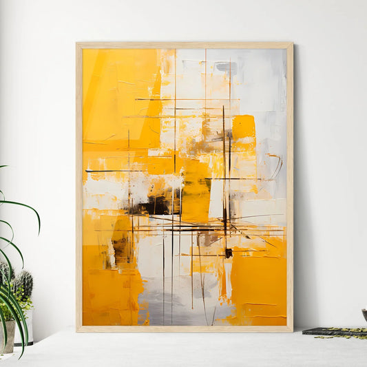 A Painting Of Yellow And White Square - Framed Art Print