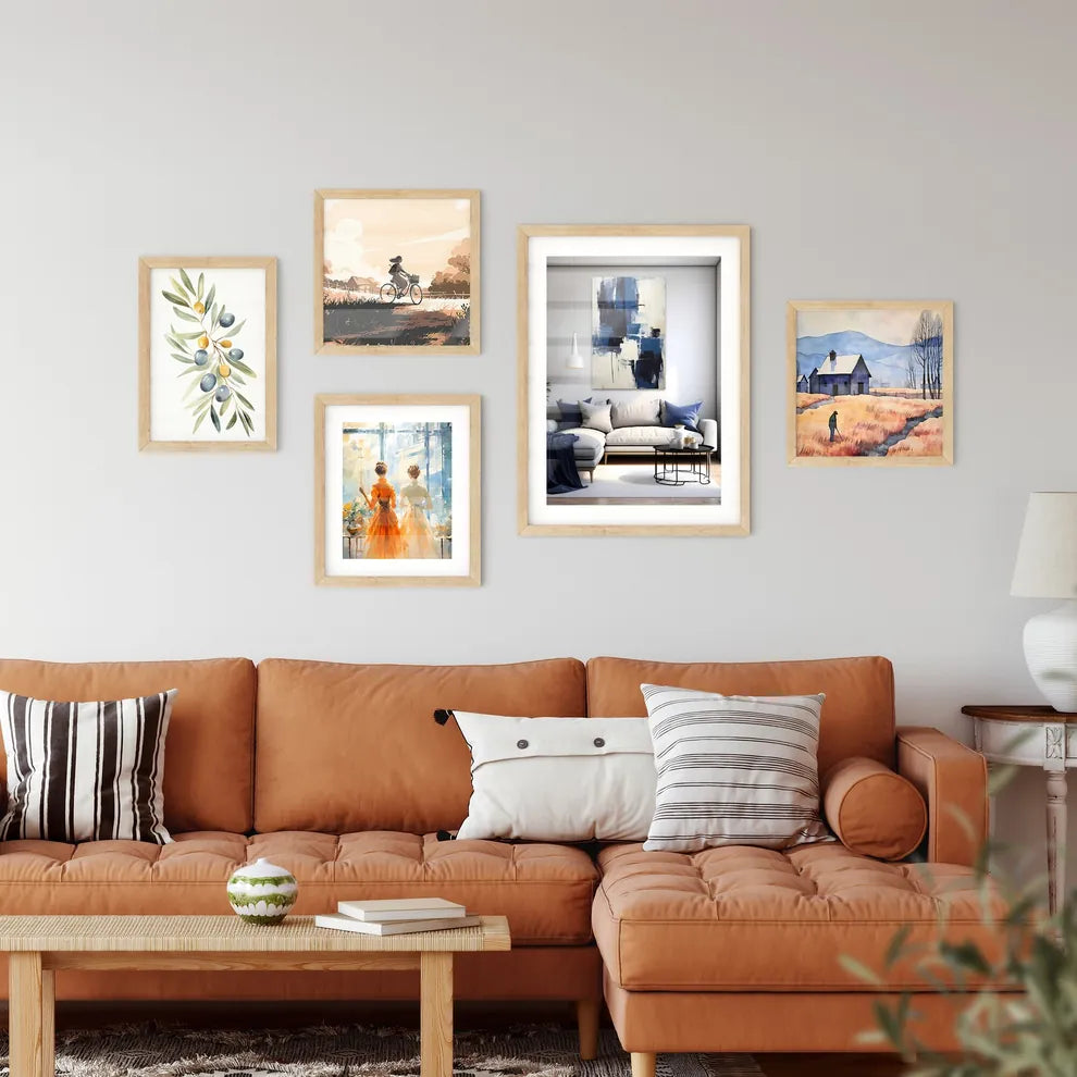 A Painting On The Wall Of A Living Roo Framed Print