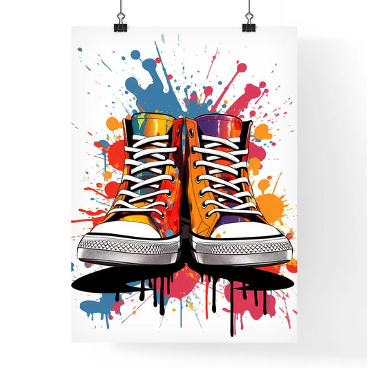 A Pair Of Shoes With Paint Splatter Poster