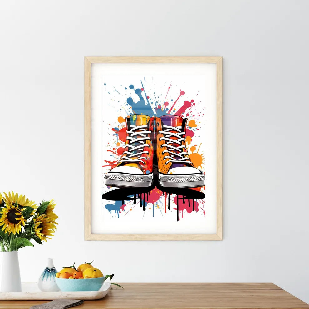 A Pair Of Shoes With Paint Splatter - Kitchen Hangings