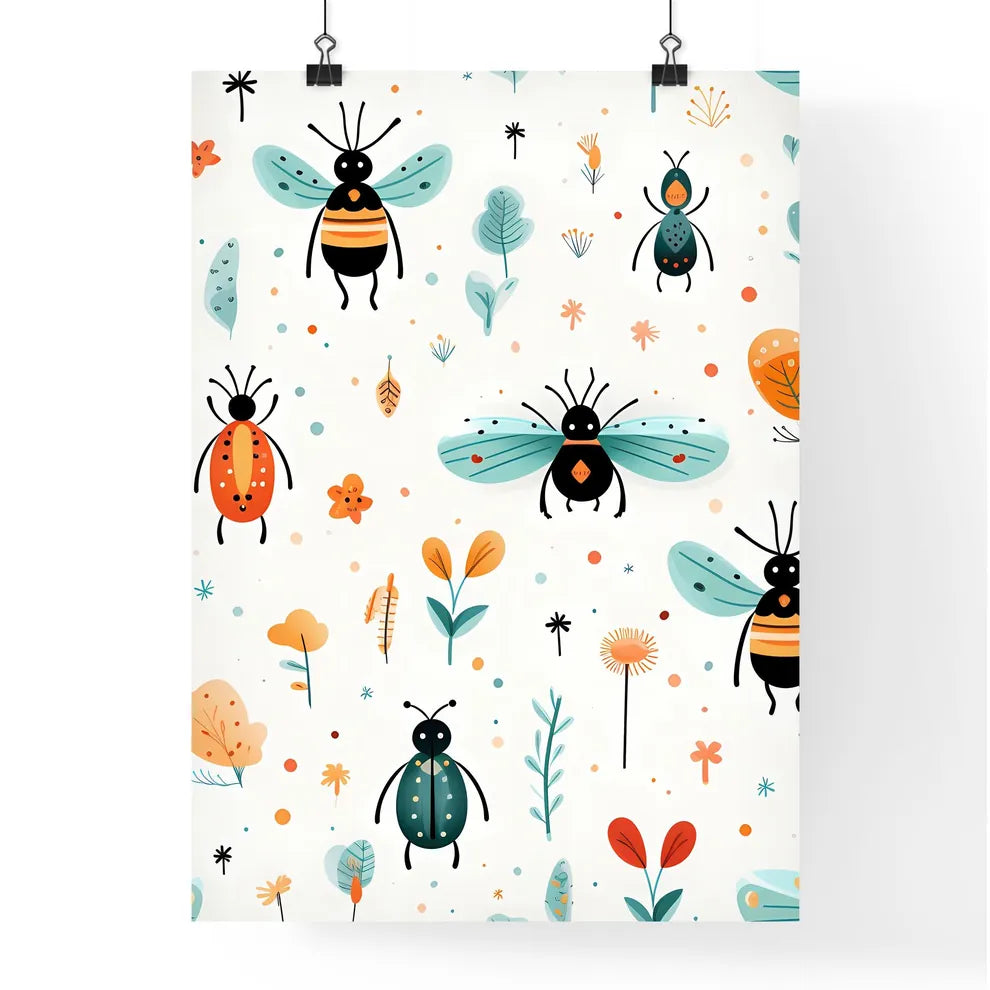 A Pattern Of Bugs And Flowers Poster