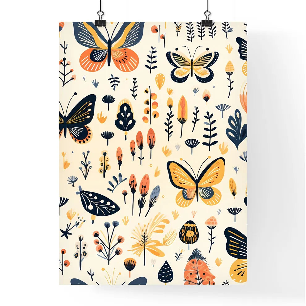 A Pattern Of Butterflies And  Poster