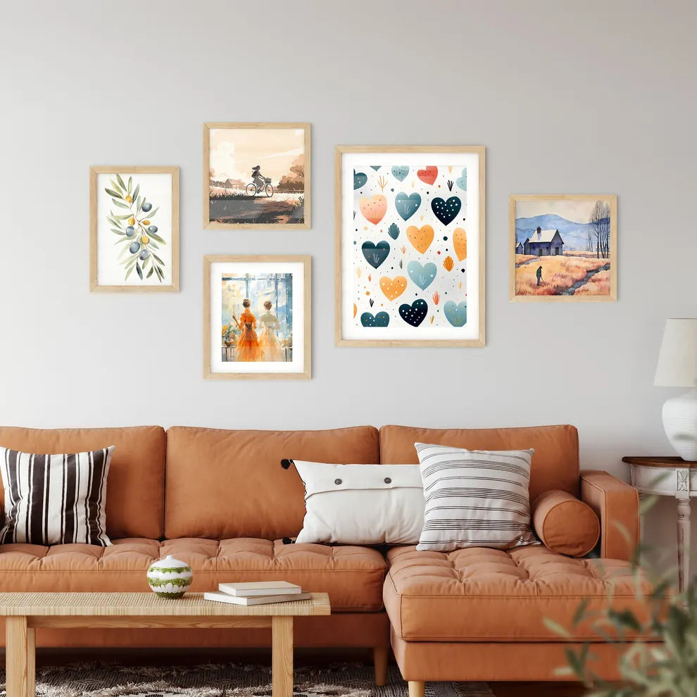 A Pattern Of Colorful Heart Framed Print