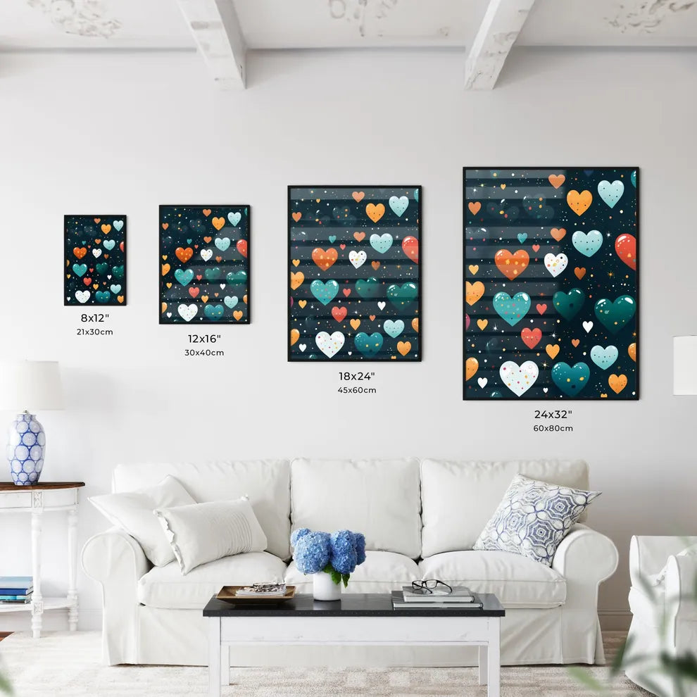 A Pattern Of Colorful Heart Wall Art
