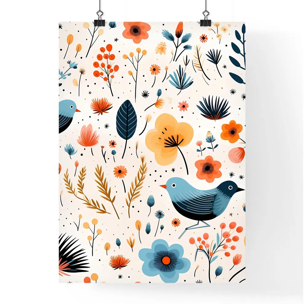 A Pattern Of Flowers And Bird Poster