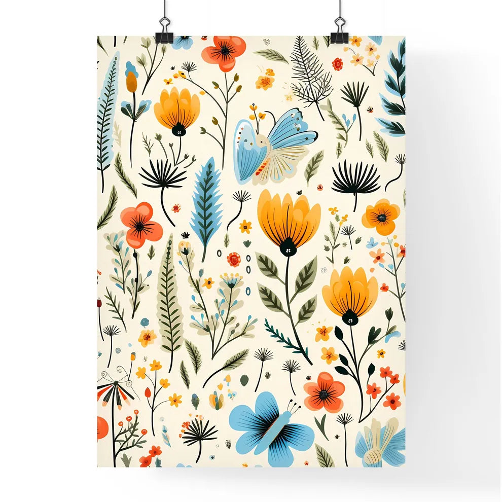 A Pattern Of Flowers And Leave Poster