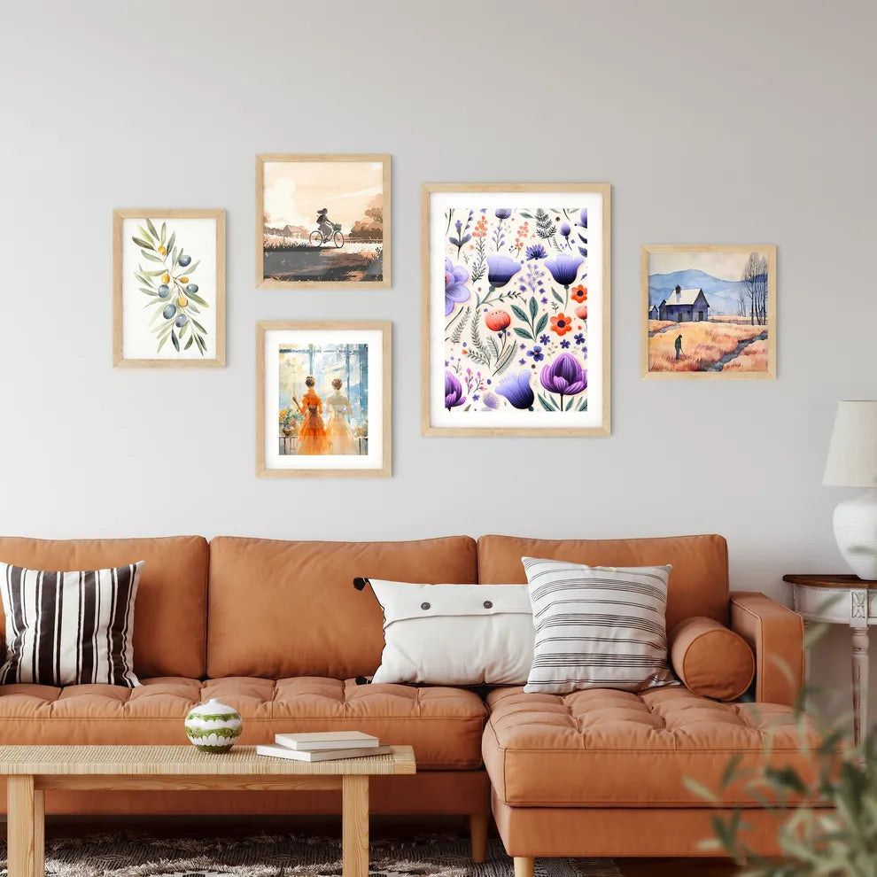 A Pattern Of Flowers And Leave Framed Print