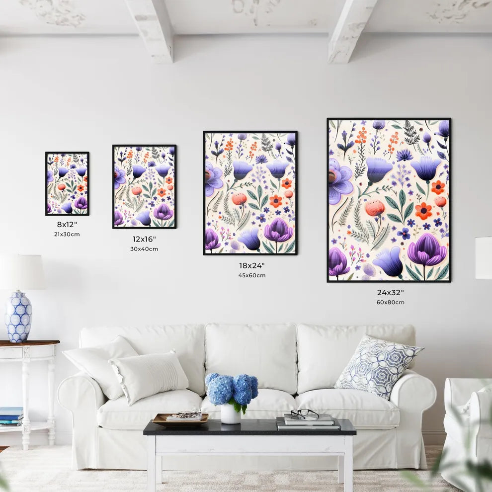 A Pattern Of Flowers And Leave Wall Art