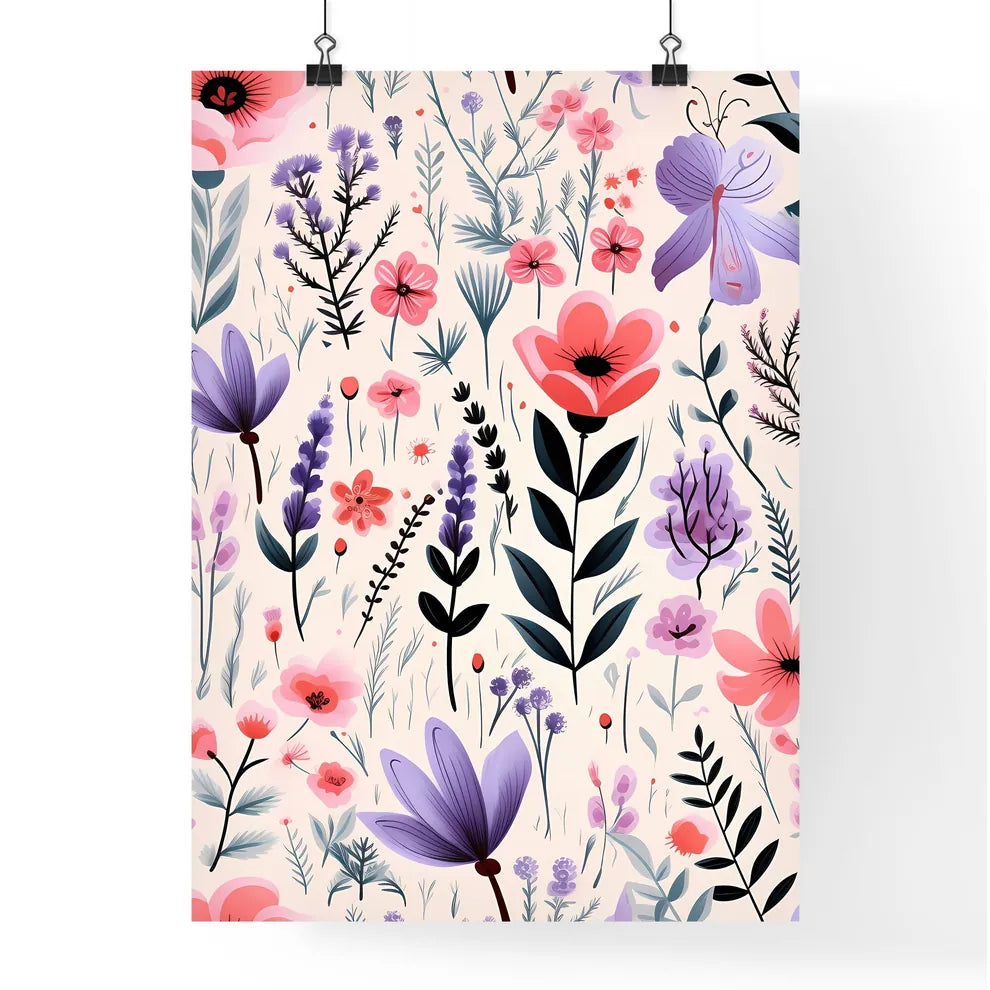 A Pattern Of Flowers And Leave Poster